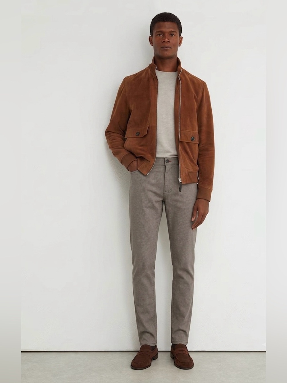Massimo Dutti Slim Straight Jeans in Brown Taupe